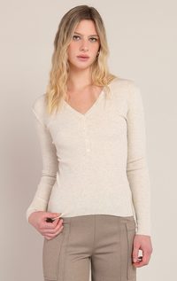Ribbed Sweater Top | Cream Heather