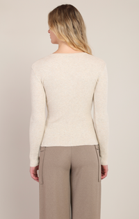 Ribbed Sweater Top | Cream Heather