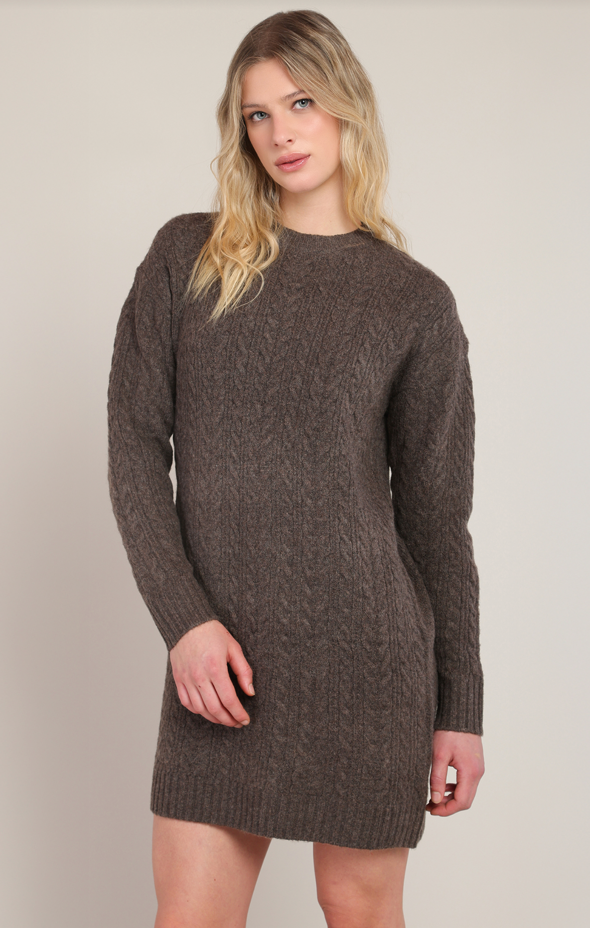 Cable Knit Dress | Chestnut Heather