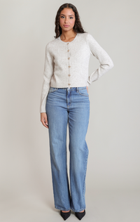 Bow Button Cropped Cardigan