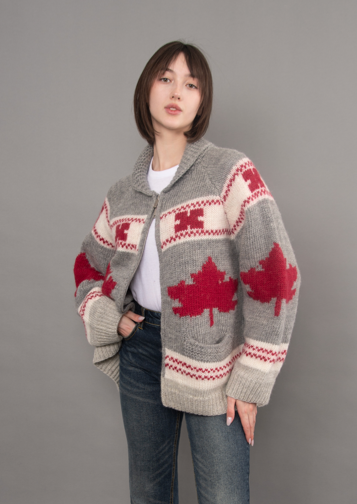 Daria Long Raglan Shawl Neck Cardigan | Maple Leaf