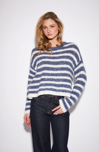 Carmen Striped Knit Sweater | Faded Denim