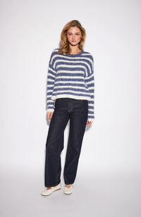 Carmen Striped Knit Sweater | Faded Denim