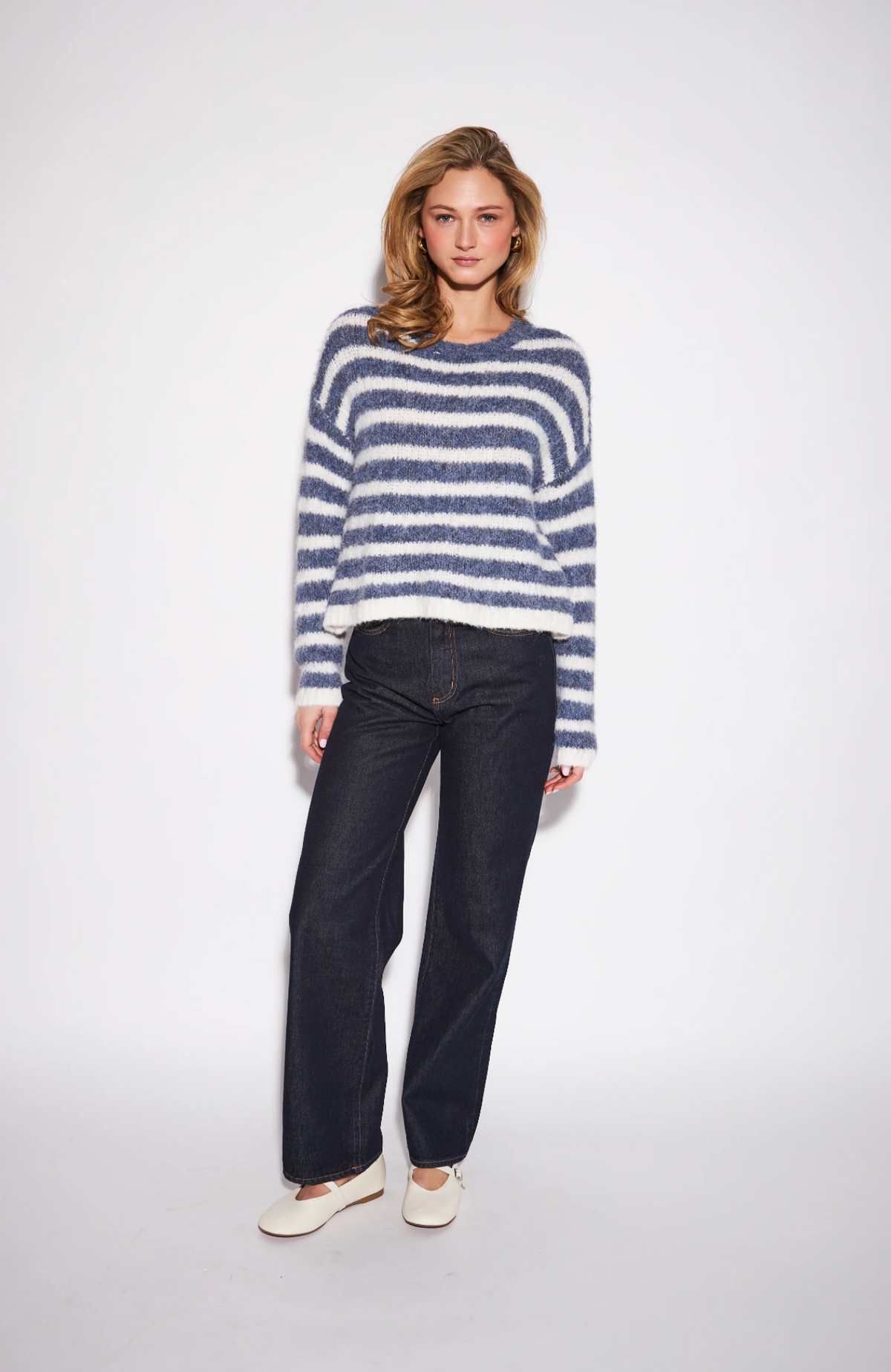 Carmen Striped Knit Sweater | Faded Denim