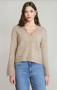 Patch Pocket Cardigan | Taupe Heather
