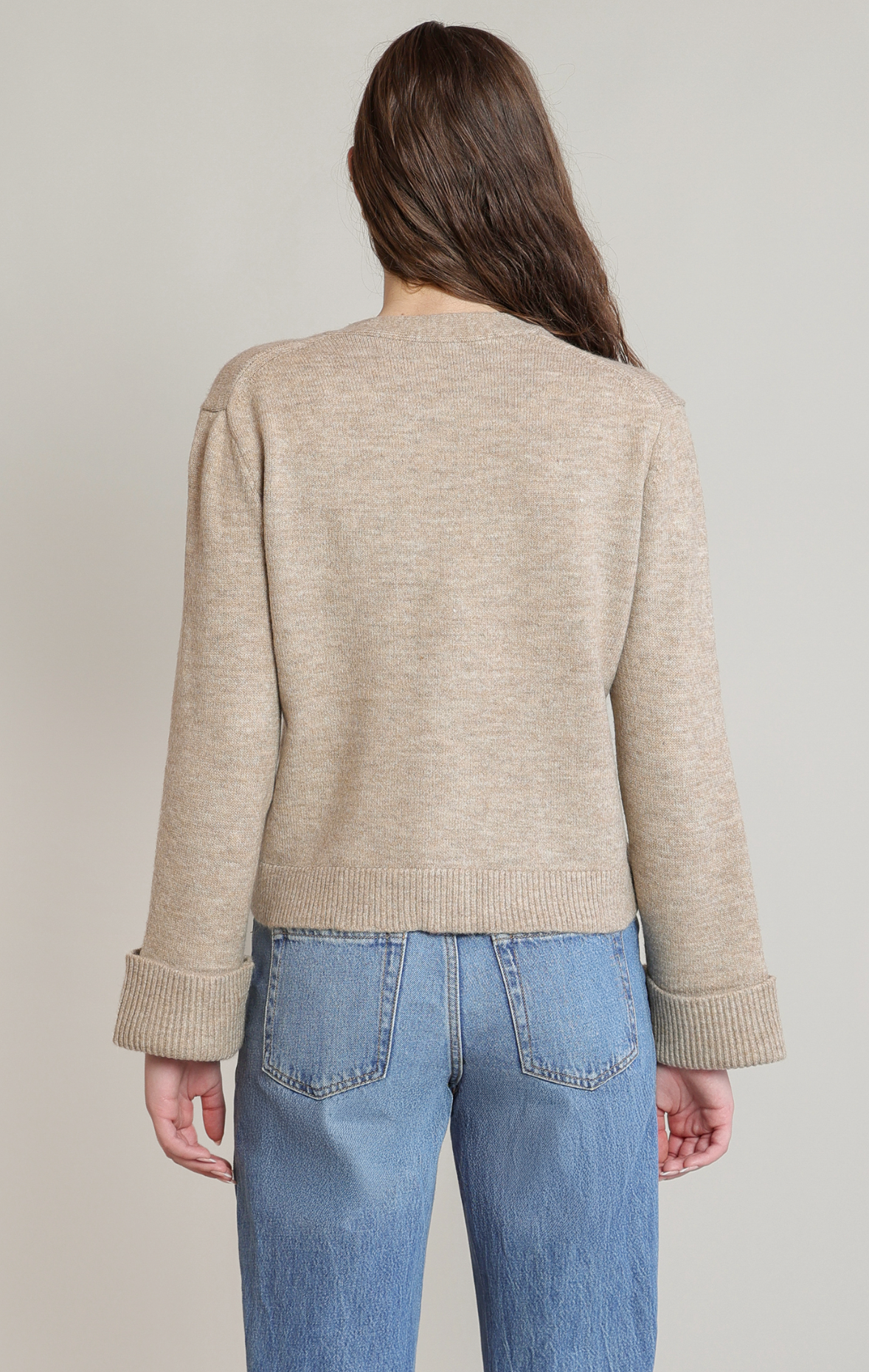 Patch Pocket Cardigan | Taupe Heather