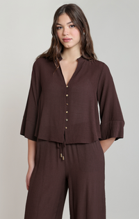 Wide Sleeve Blouse | Dark Chocolate