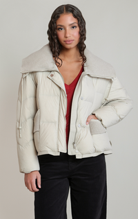 Knit Collar Puffer | Matte Pearl