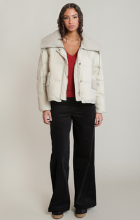 Knit Collar Puffer | Matte Pearl
