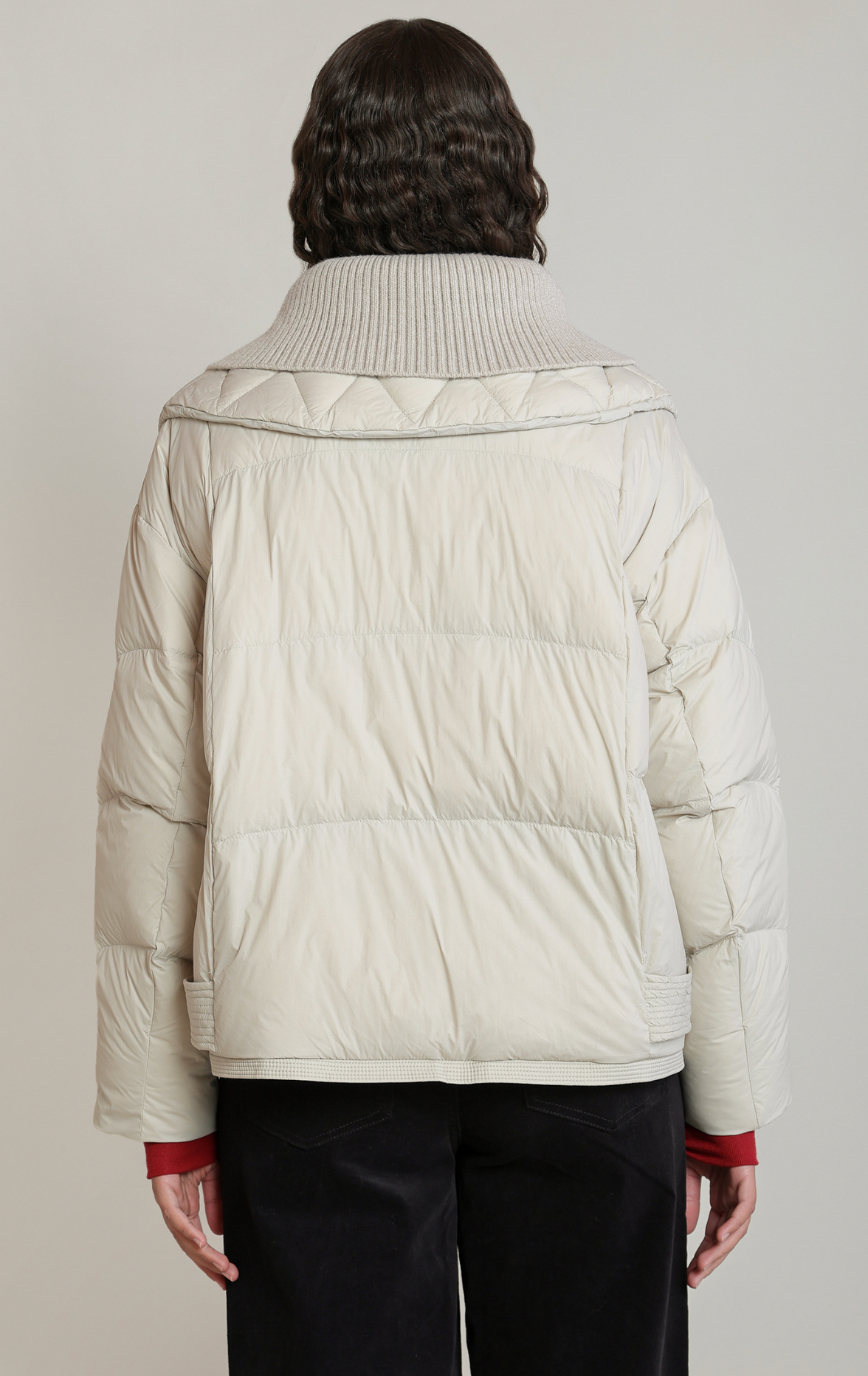 Knit Collar Puffer | Matte Pearl