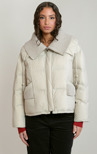 Knit Collar Puffer | Matte Pearl
