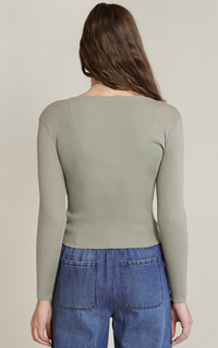 Scallop Neckline Sweater Top | Sage