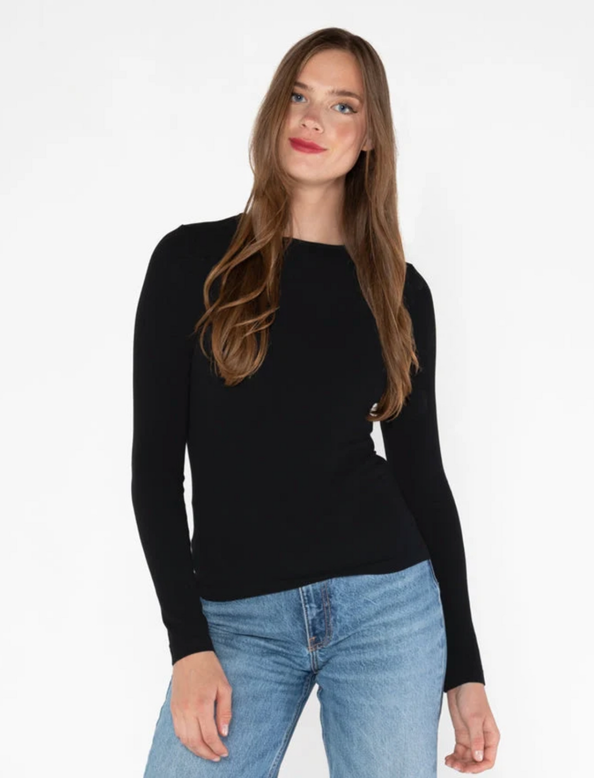 Bamboo Long Sleeve Crew Neck | Black