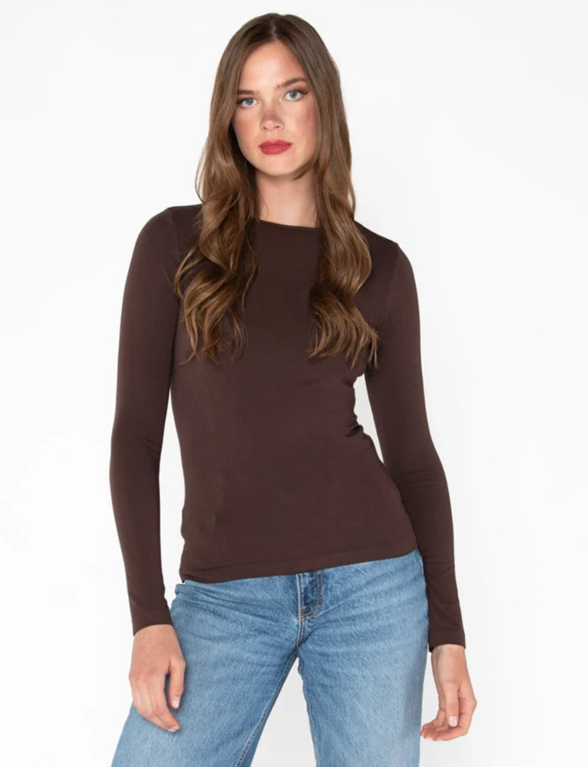 Bamboo Long Sleeve Crew Neck | Brown