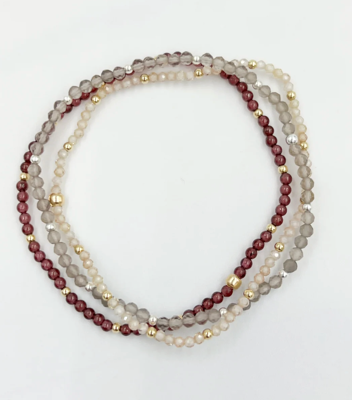 Garnet & Gold Repeater Bracelet | 6.5''