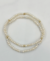 Pearl & Gold filled Repeater Bracelet | 6.5''