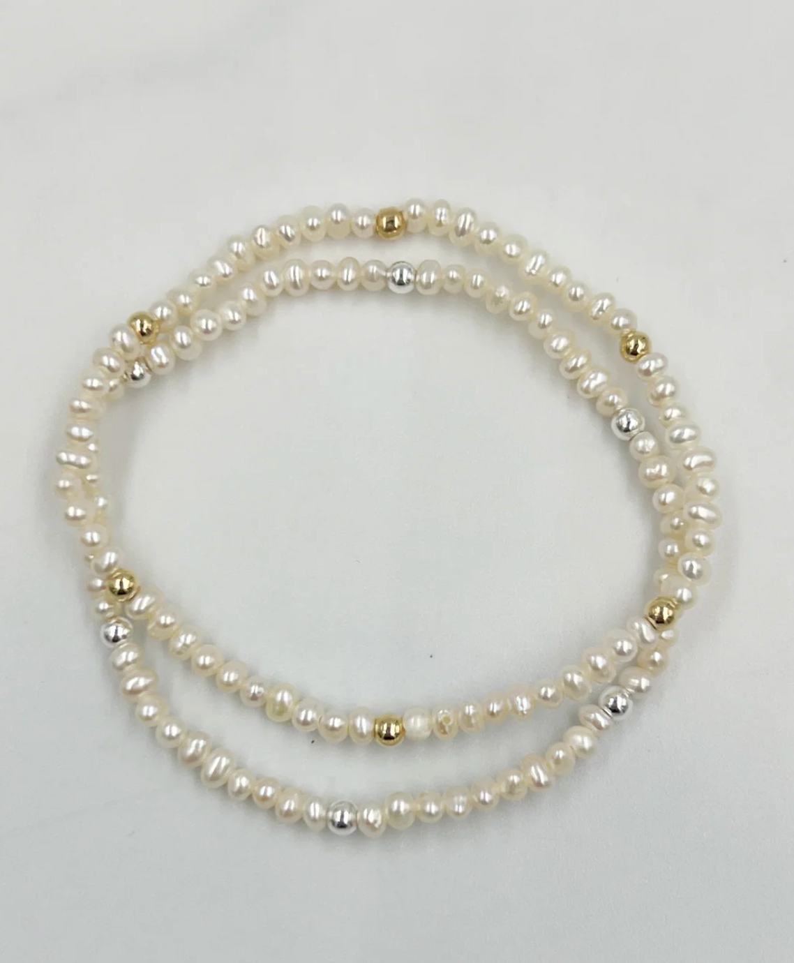 Pearl & Silver Filled Repeater Bracelet | 6.5''