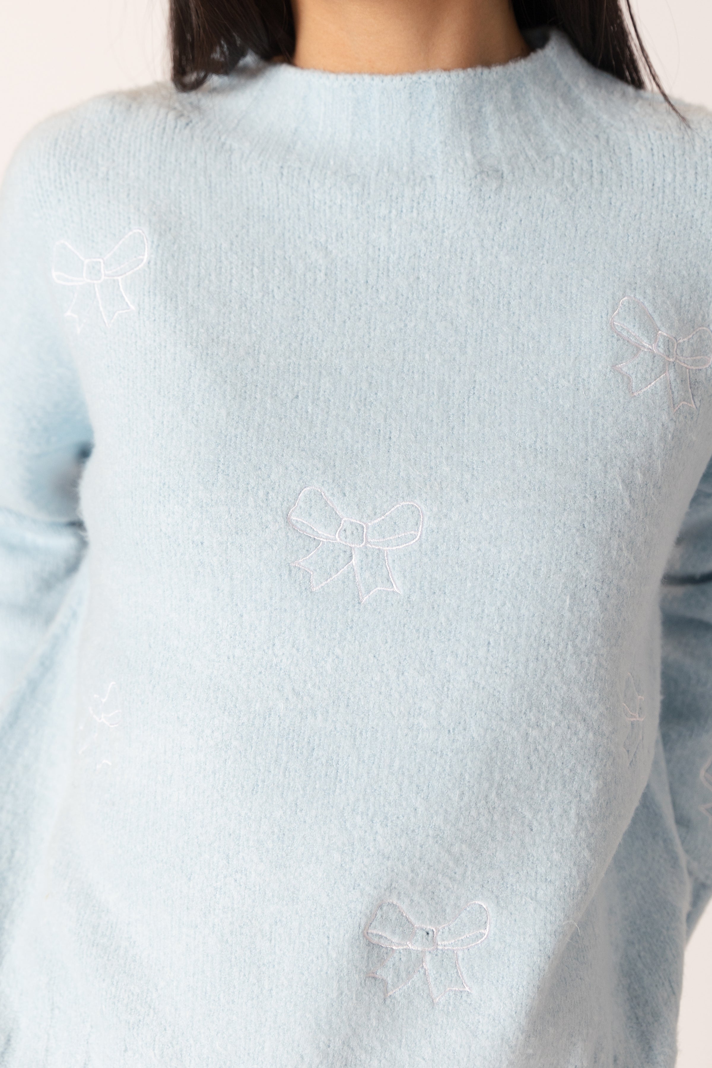 Tanya Bow Crewneck in Baby Blue