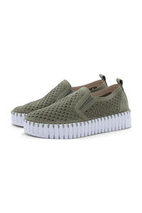 Tulip 1002 Elastic Slip On Sneaker in Army