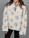 Poppy Sherpa 1/2 Zip in Cream Floral