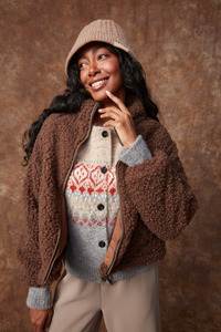 Janna Sherpa Jacket in Chocolate
