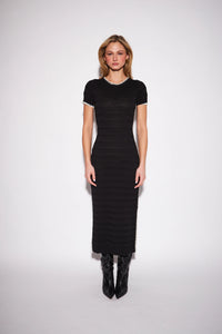 Warren Embroidered Trim Open Knit Dress