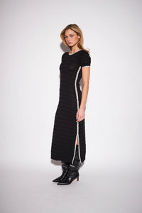 Warren Embroidered Trim Open Knit Dress