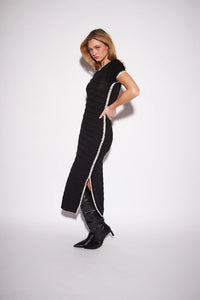 Warren Embroidered Trim Open Knit Dress