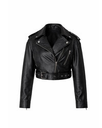 Zoe Cropped Moto Jacket in Vegan Leather