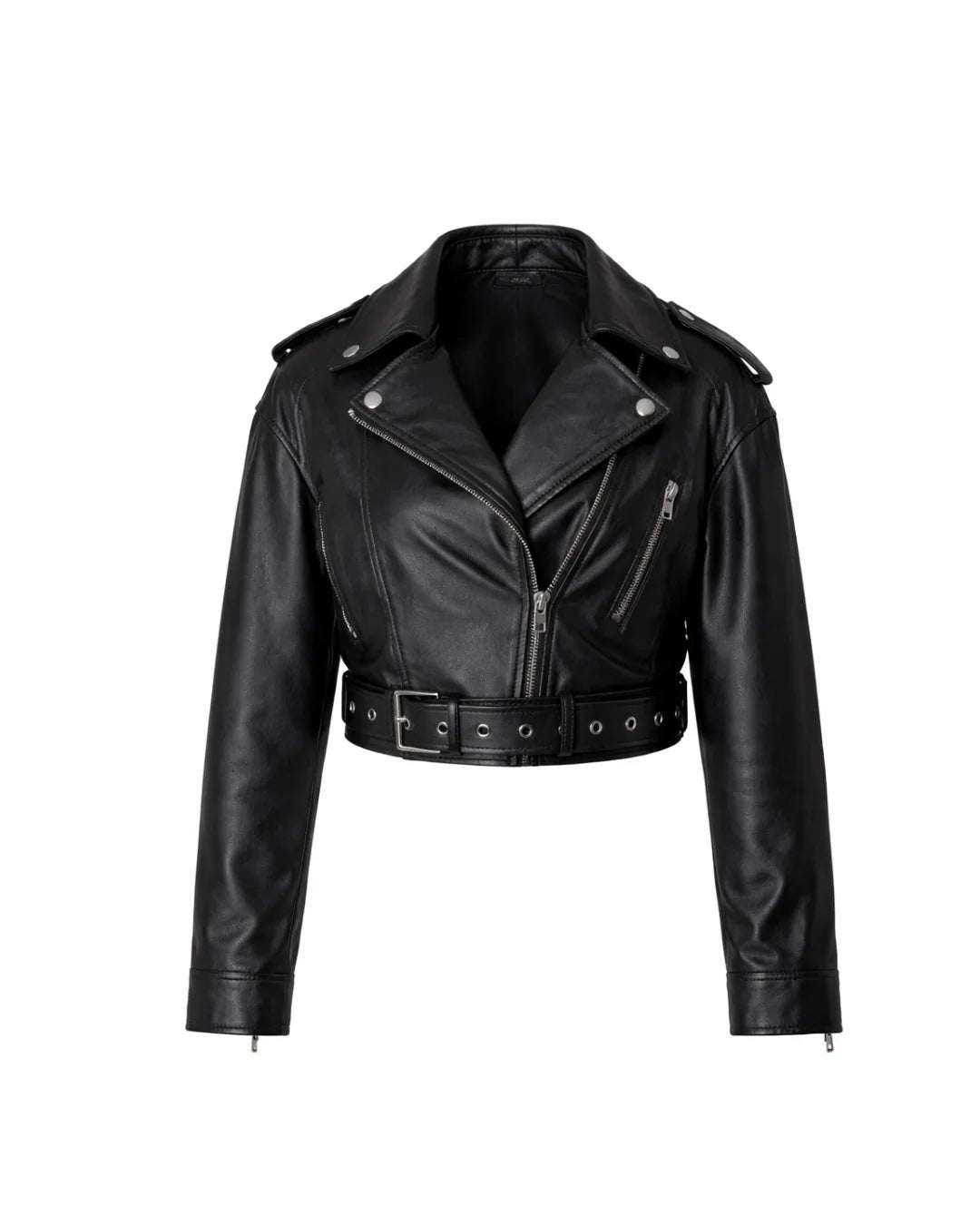 Zoe Cropped Moto Jacket in Vegan Leather