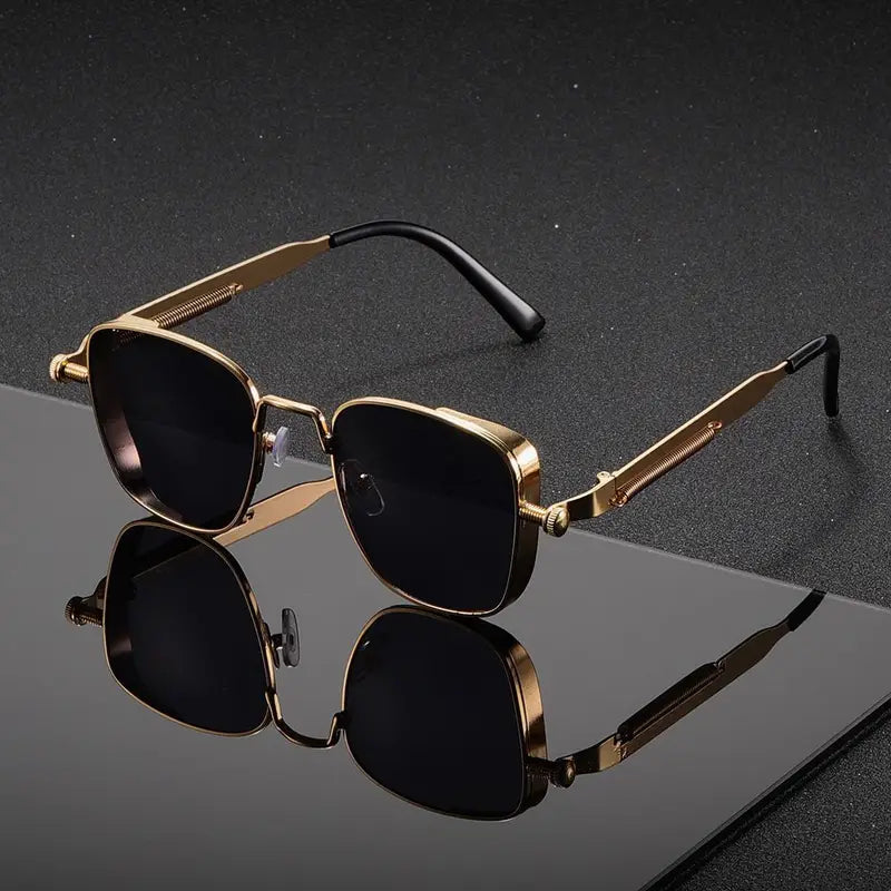 Metal Square Frame Glasses in Gold