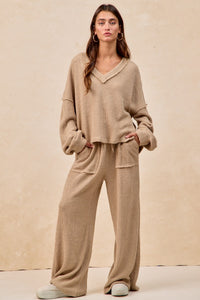 Brandi Baby Rib Knit Top in Taupe