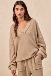 Brandi Baby Rib Knit Top in Taupe