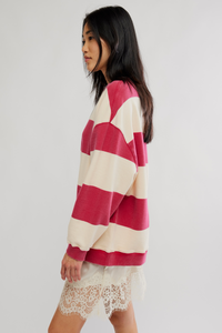 WTF Classic Striped Oversized Crewneck | Cherry Combo