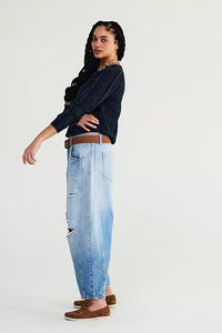 Good Luck Mid-Rise Barrel Jean in Barnyard Blue