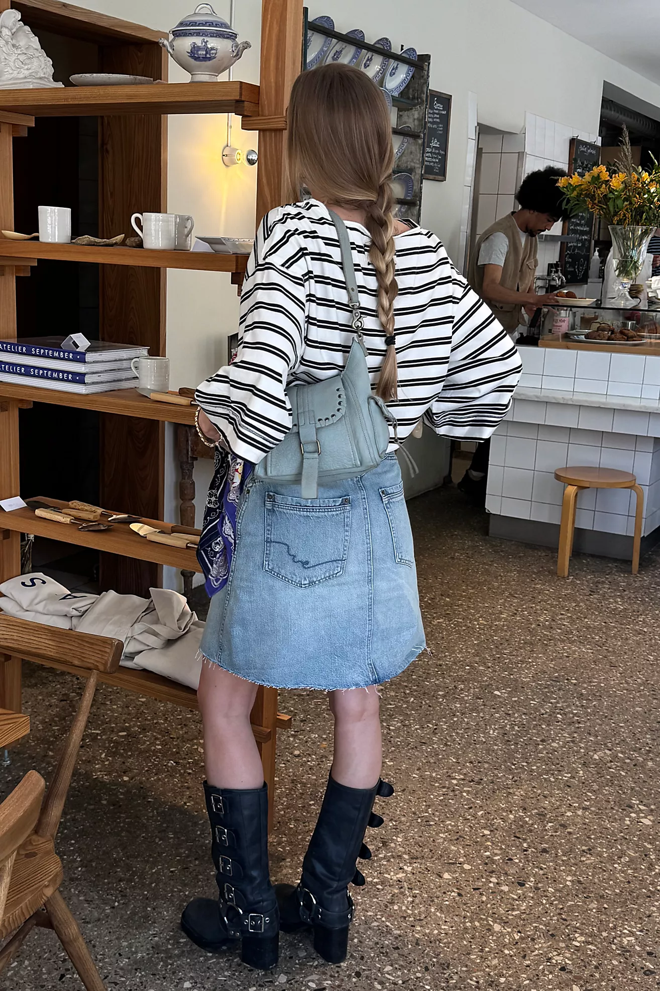 Suzy Denim Midi Skirt in Sun Stoned Blue
