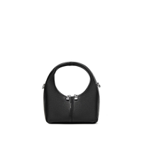 Circle Crossbody Bag in Black Pebbled