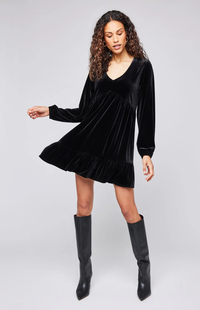 Phillipa Velvet Mini Dress In Black