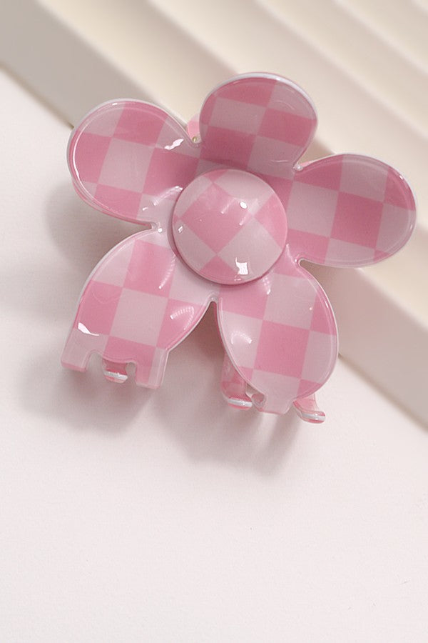 Jumbo Checker Flower Hair Clip