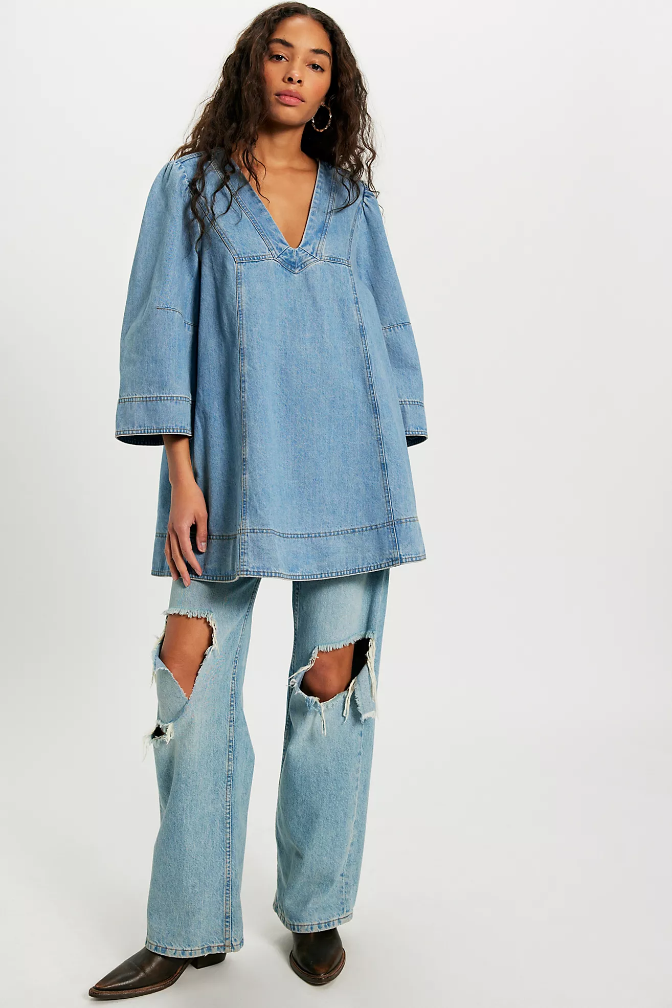 Goldie Denim Mini Dress | Celestial Blue