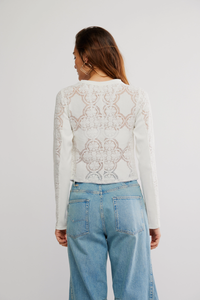 Jae Sheer Lace Knit Long Sleeve Top | Sugar Swizzle