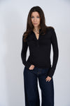 Jori Shirred Button Up | Black