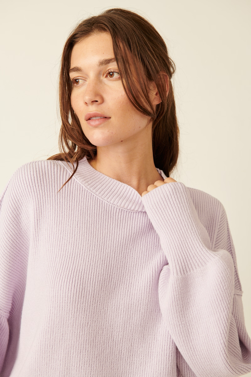 Easy Street Crop Pullover In Frost Lavender