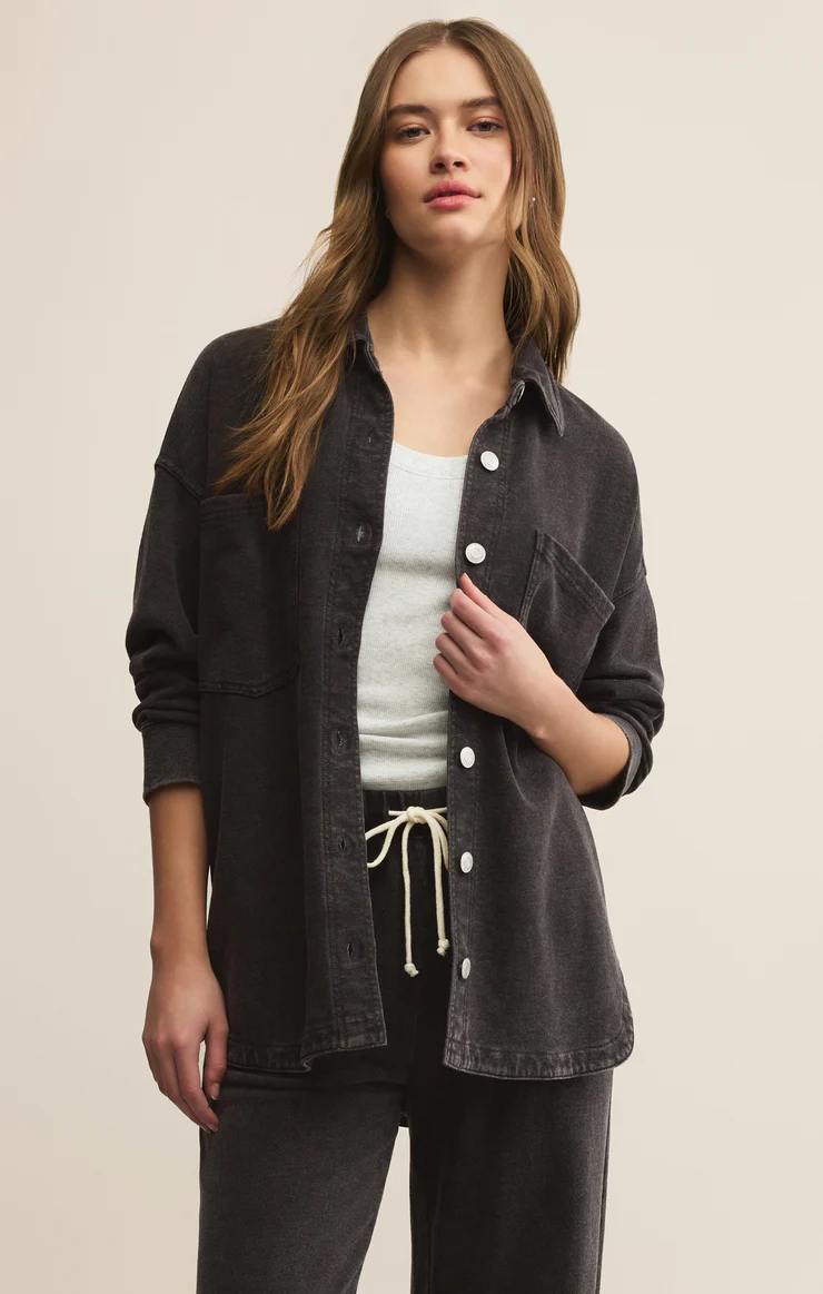 All Day Knit Denim Jacket in Washed Black