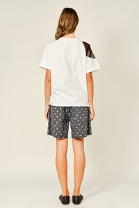 Cotton Polka Dot Barrel Shorts With Waist Belt