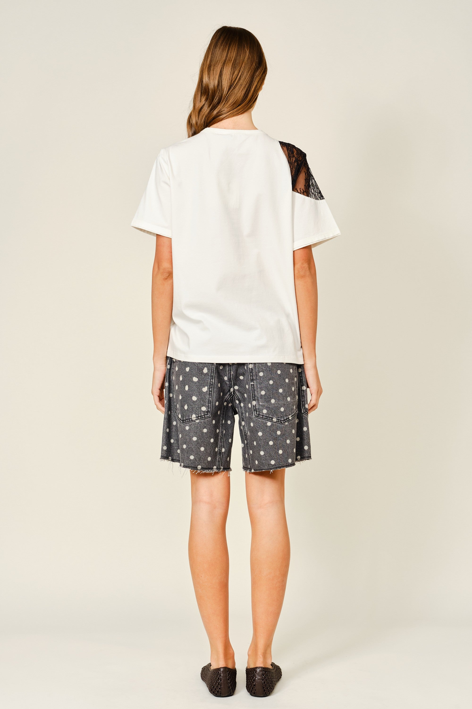 Cotton Polka Dot Barrel Shorts With Waist Belt