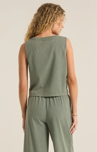 Sloane V-Neck Tank In Palm Green