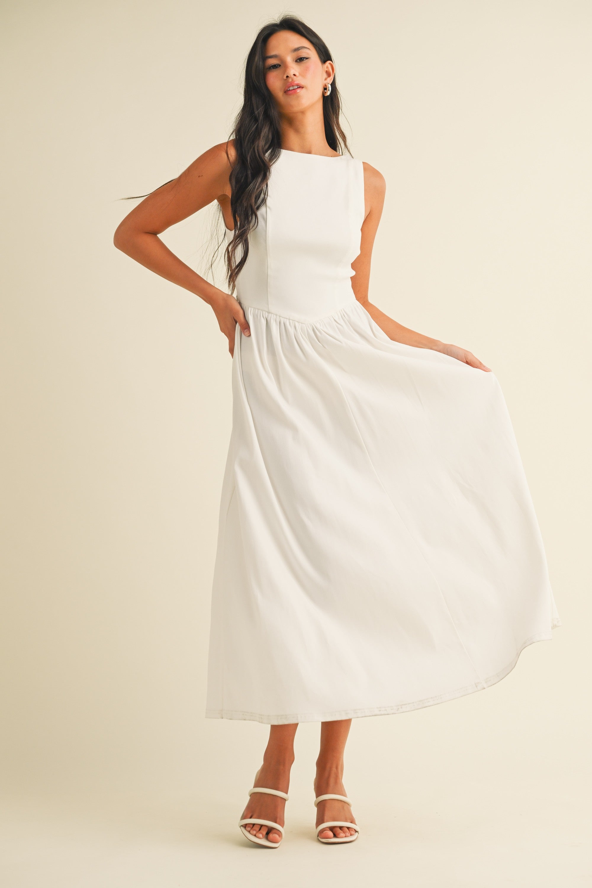 The Whisper White Midi Dress