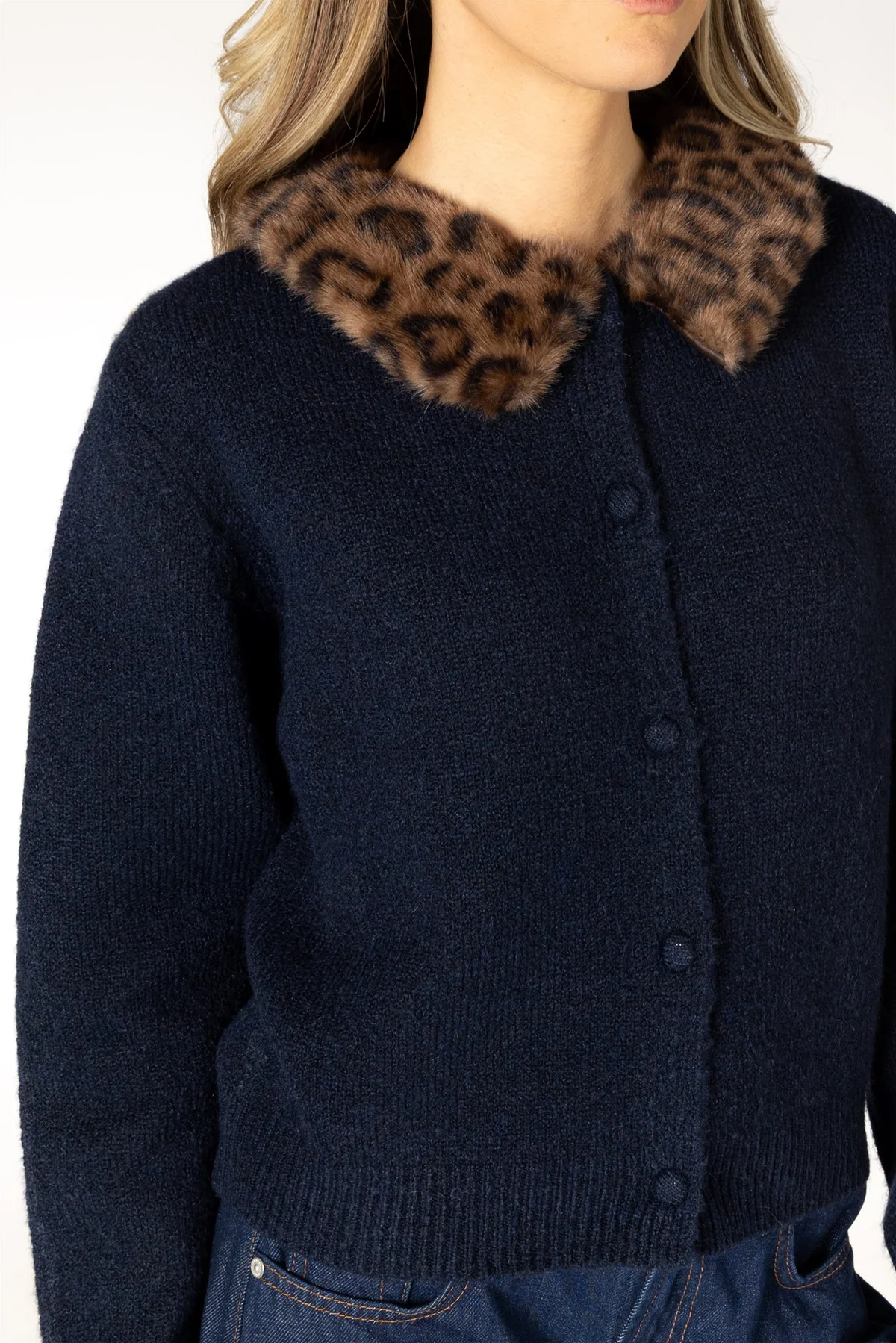 Aurora Cardigan with detachable faux fur collar