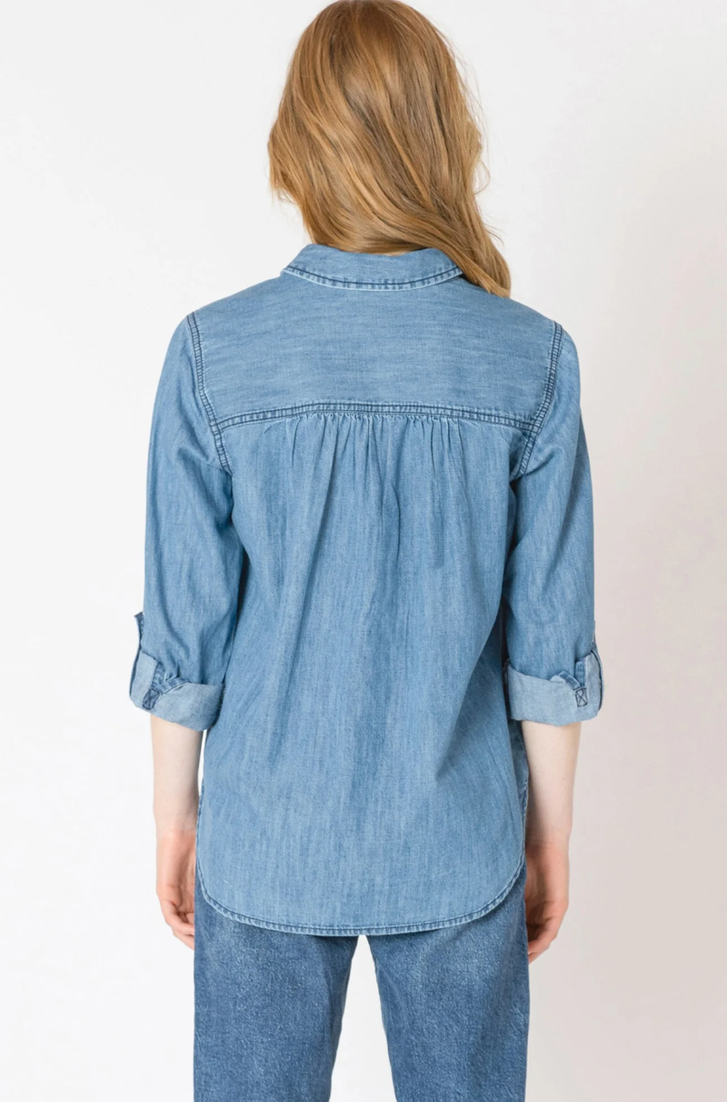 Washed Pocket denim Shirt | Washed Indigo